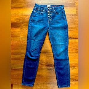 Alice + Olivia High Rise Exposed Button Fly Skinny Jeans 26